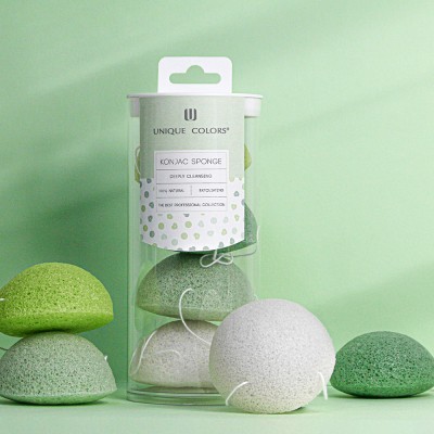 Natural Konjac Facial Sponges - Gentle Face Cleansing and Exfoliation -Activated Charcoal 4pcs facial cleansing sponge sets