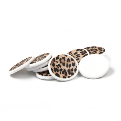 Circular cotton leopard silk puff loose powder applicator cosmetic puff