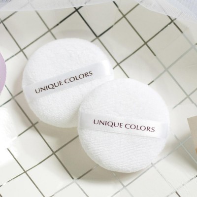 Free sample white cotton makeup sponge puff private logo silk screen printed