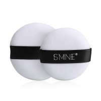 White Pure Cotton No Logo Cosmetic Powder Puff with Black Lace