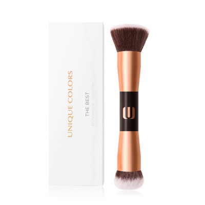 Rose gold logo two in one Cosmetics Dual end makeup powder & cream foundation  brush