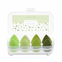 Custom makeup sponge packaging box with green teardrop sponge blender set